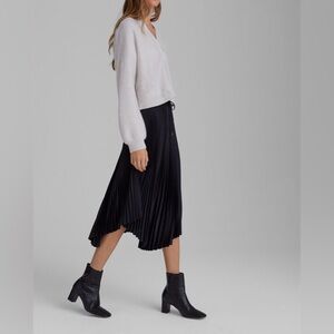 Club Monaco Pleated Scoop Hem Midi Skirt